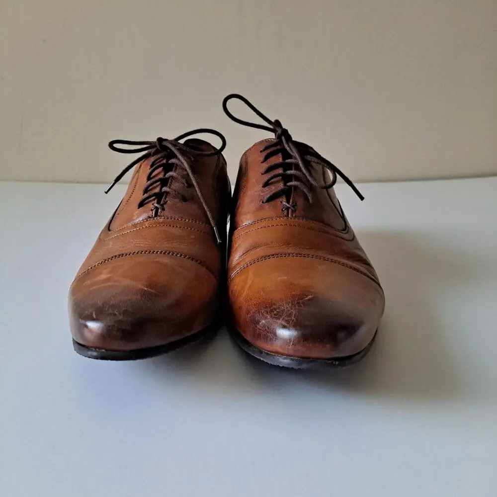 Ted Baker ROGRR Leather Cap Toe Lace-Up Oxford Shoes Brown Mens Size 45 US 12